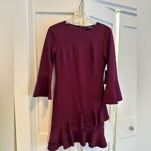 Lulu's Plum Long Sleeve Ruffle Dress